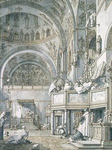 Het koor zingt in de Basiliek van San Marco, Venetië, 1766 door Giovanni Antonio Canal